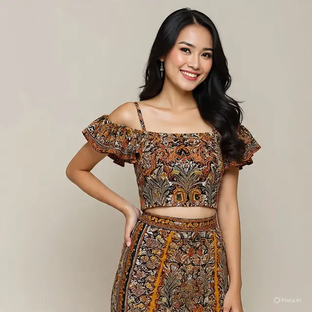 Batik Lengan Ruffle untuk Wanita Feminim