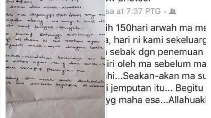 Satu Keluarga di Malaysia Shock Dapat Surat dari Alm Ibu Mereka
