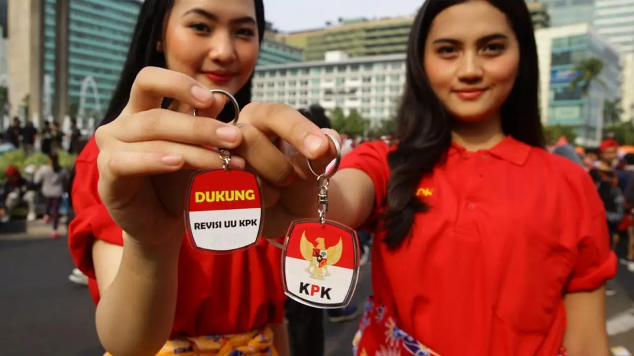 Aksi simpatik dukung revisi UU KPK di area CFD Bundaran HI