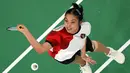 Kemenangan atas Ratchanok Intanon sekaligus mengantar Gregoria Mariska Tunjung berlaga di semifinal bulu tangkis tunggal putri selama Olimpiade Paris 2024. (Antonin THUILLIER/AFP)