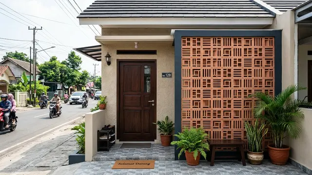 Roster sebaiknya dipasang di bagian mana pada teras kecil? model pasang roster di samping pintu masuk