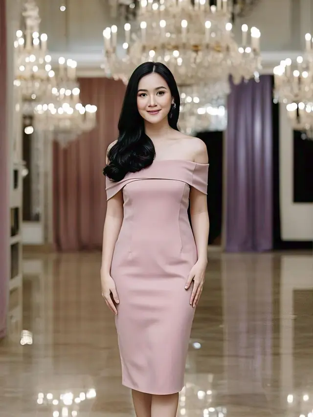 Rekomendasi Gaun Pesta Midi Off Shoulder 2025/Nurul Diva Kautsar via Meta AI