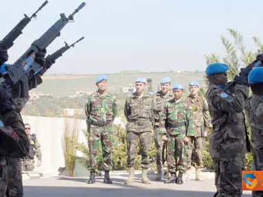 Penampilan kolone senapan dari prajurit kompi-kompi yang berada di area UN Pos 7-1.