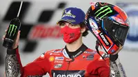 Pembalap Ducati Lenovo, Francesco Bagnaia rebut podium tiga di MotoGP Qatar (Karim Jaafar/AFP)