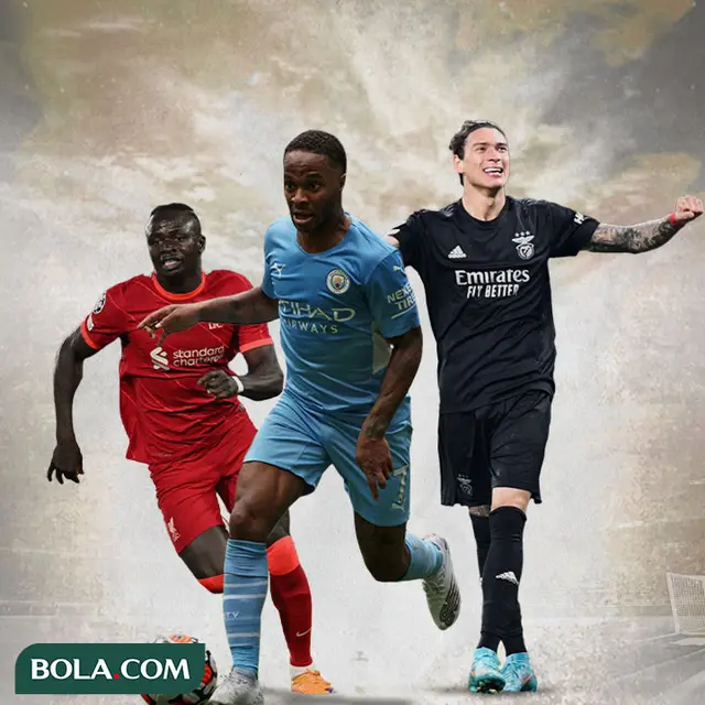 Ilustrasi - Sadio Mane, Raheem Sterling, Darwin Nunez