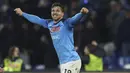 Memasuki menit-menit akhir babak kedua, Napoli berhasil mencetak gol kedua melalui Giovanni Simeone pada menit ke-86. Tembakan kaki kirinya bersarang mulus tanpa bisa dijangkau kiper AS Roma, Rui Patricio. (LaPresse via AP Photo/Alessandro Garofalo)