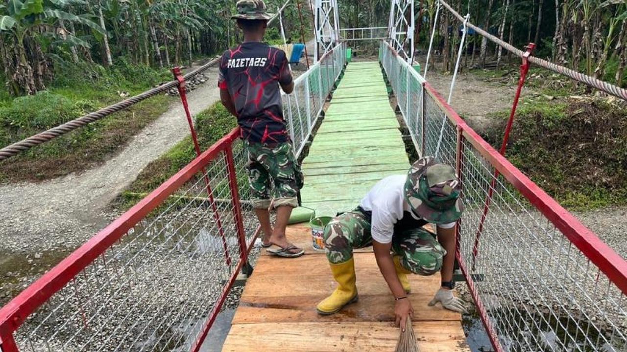 TNI Rampungkan Jembatan Gantung di Nias Utara, Tingkatkan Aksesibilitas Warga