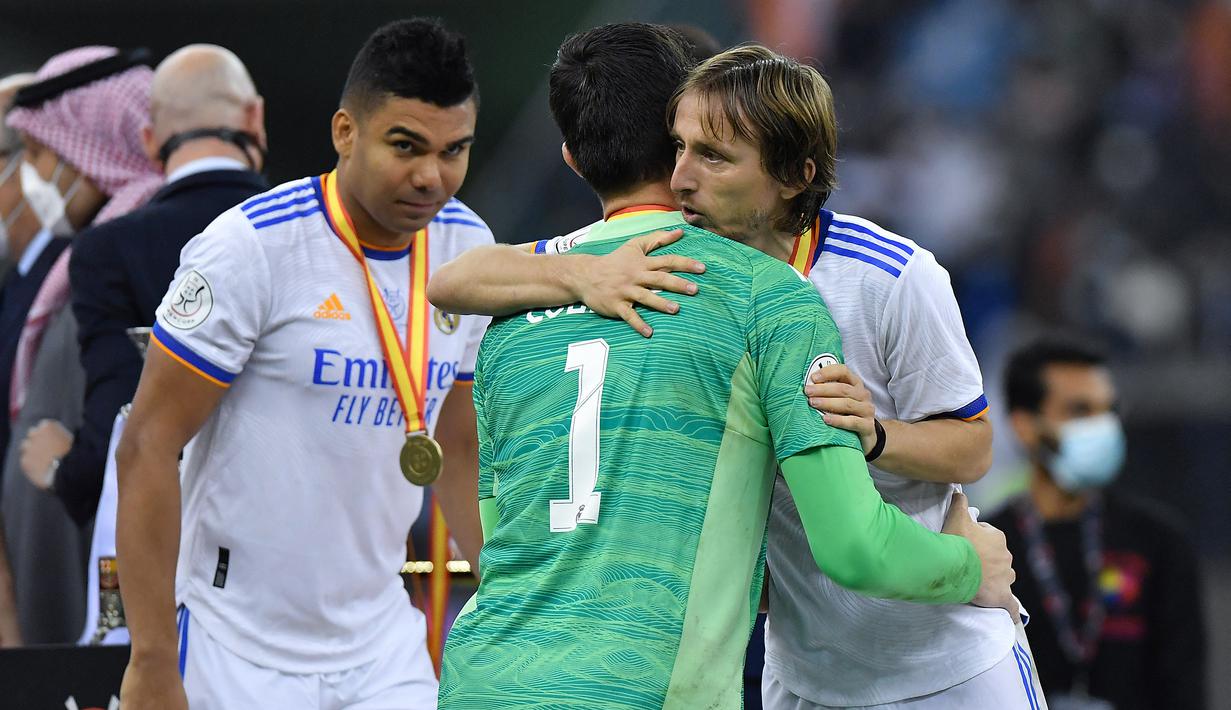 Di Grup F, dua pemain Real Madrid, Luka Modric (Kroasia) dan Thibaut Courtois (Belgia) akan saling berhadapan di matchday ketiga Grup F, 1 Desember 2022. (AFP)