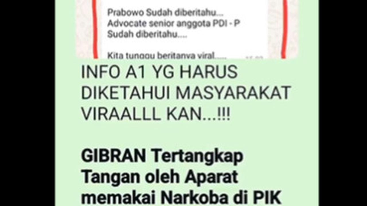 Cek Fakta Gibran Rakabuming Tertangkap Pakai Narkoba di PIK