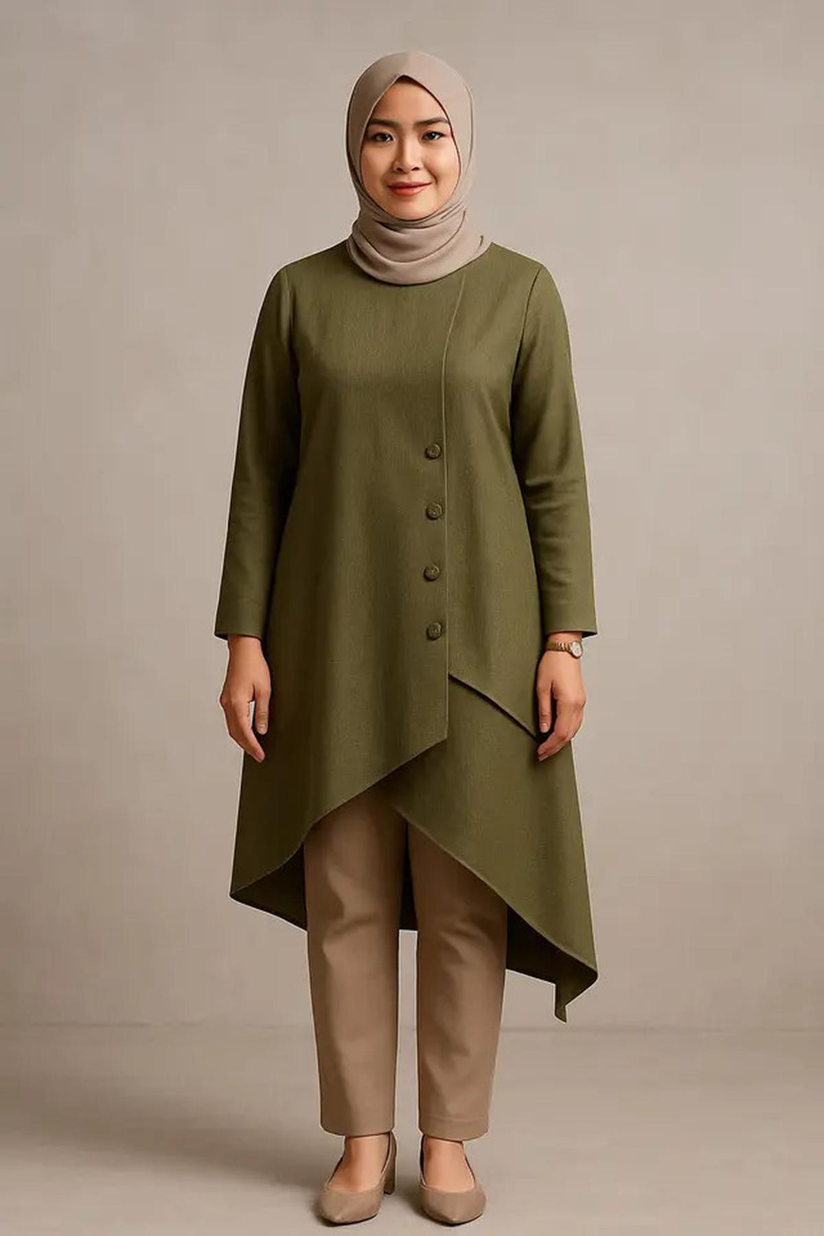 7 Baju Tunik Kantor Berjilbab Modern 2025, Tampil Segar dan Tidak Monoton
