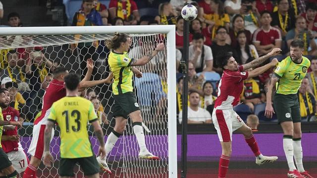 Jackson Irvine ketika mencetak gol pada laga Australia vs Indonesia di  Kualifikasi Piala Dunia 2026 (c) AP Photo/Mark Baker