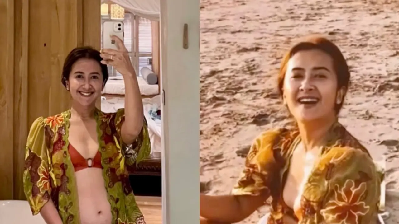8 Potret Gaya Widi Mulia Liburan di Bali, Pamer Baby Bump dalam Balutan Bikini