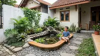 9 Ide Taman Minimalis dengan Kolam Ikan Kecil Ramah Anak, Estetik dan Aman