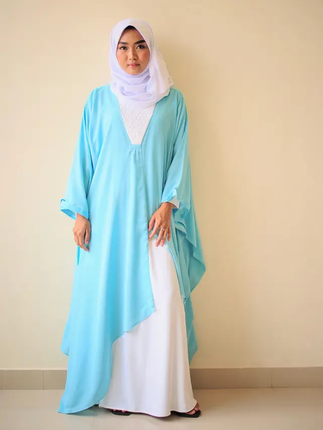 Gamis Syar'i Kombinasi 2 Warna Elegan