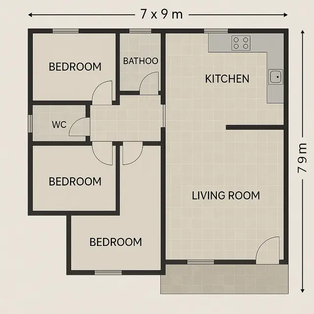 Desain Rumah Minimalis 3 Kamar Ukuran 7x9
