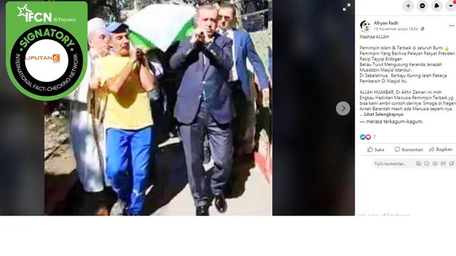 Klaim Presiden Erdogan hadiri pemakaman muazin Masjid Istanbul
