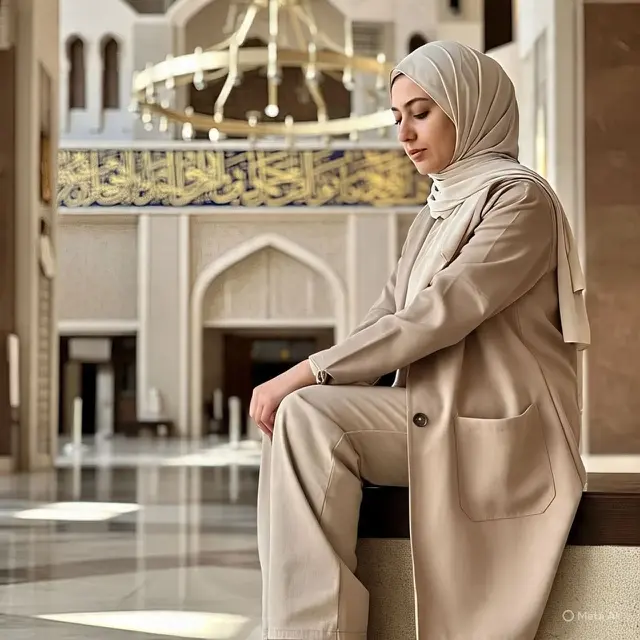 Outer Panjang dengan Celana High Waist untuk Cewek Pendek Hijab