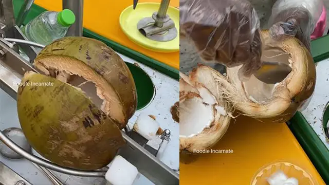 Pedagang kelapa yang sangat higienis di India