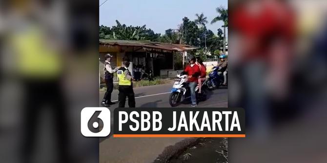 VIDEO: Hari Pertama PSBB Jakarta, Petugas Adang Pengendara Motor Tanpa Masker