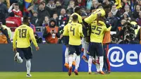 Timnas Kolombia menang 3-2 atas Prancis Kolombia dalam pertandingan uji coba, di Stade de France, Jumat (23/3/2018) atau Sabtu dini hari WIB.  (AP Photo/Michel Euler)