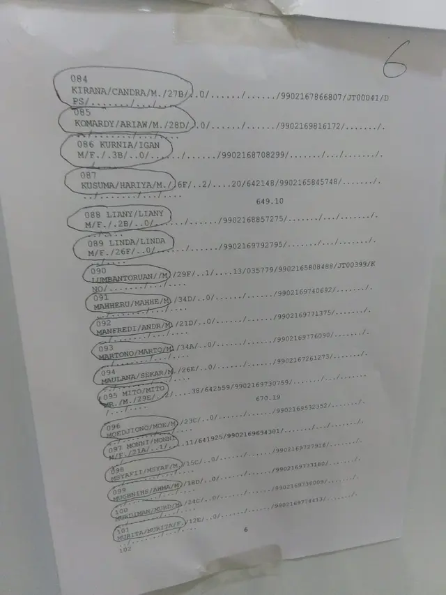 data nama penumpang