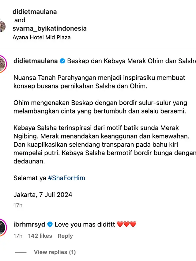 Unggahan Didiet Maulana. (Foto: Dok. Instagram @didietmaulana)