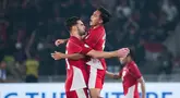 Pemain Timnas Indonesia U-23, Jens Raven, melakukan selebrasi setelah mencetak gol ke gawag Timnas Thailand U-23 pada laga semifinal Piala AFF U-23 2025 di Stadion Utama Gelora Bung Karno, Jakarta, Jumat (25/7/2025). (Bola.com/Abdul Aziz)
