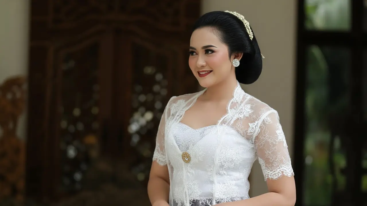 Kebaya Lengan Pendek Klasik Kombinasi Batik