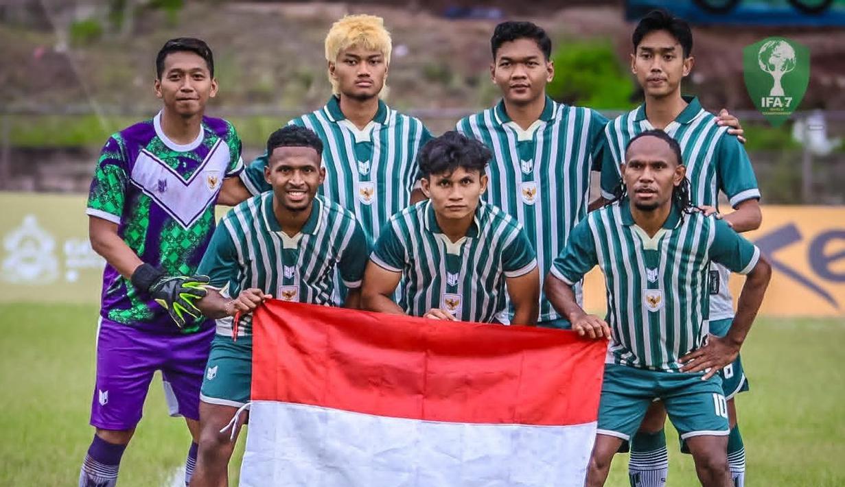 Tim Nasional Football Association Seven (FA7) Indonesia berhasil menggemparkan panggung olahraga internasional dengan keberhasilan mengamankan tiket babak semifinal pada ajang bergengsi IFA7 World Championship 2026. (Foto: Dispenal)
