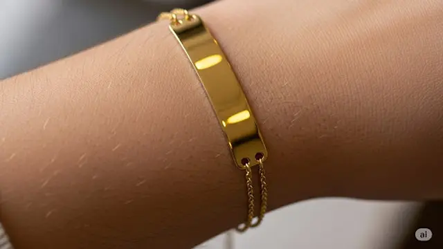 Gelang Emas Kombinasi Rantai dan Plat