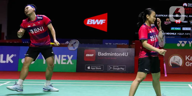 Rinov Rivaldy dan Pitha Haningtyas Mentari di Indonesia Open 2023