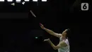 Sempat kalah di game pertama, Jonatan Christie berhasil menguasai game kedua dan memaksa pertandingan harus diselesaikan lewat rubber game. (Liputan6.com/Helmi Fithriansyah)