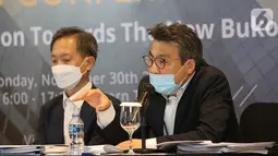Chief Strategic Officer Jikyu Jang (kanan) saat keterangan pers virtual "Transformasi Menuju Bukopin Baru” di Jakarta, Senin (30/11/2020). Kehadiran KB Kookmin Bank telah memberikan dampak positif terhadap permodalan, perbaikan proses internal, dan pengawasan. (Liputan6.com/Fery Pradolo)