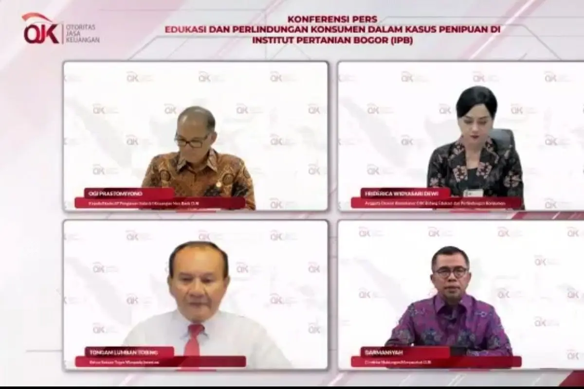Konferensi pers penanganan dan penyelesaian kasus penipuan yang terjadi di IPB, Senin (19/12/2022) sore.