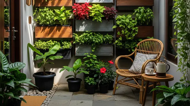 Model Teras Bertingkat dengan Vertical Planter Box