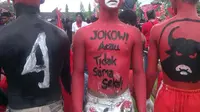 Salah satu simpatisan fanatik Jokowi di Yogyakarta. (Liputan6.com/Fathi Mahmud)
