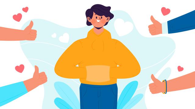 Ilustrasi memuji, pujian, salut, kagum