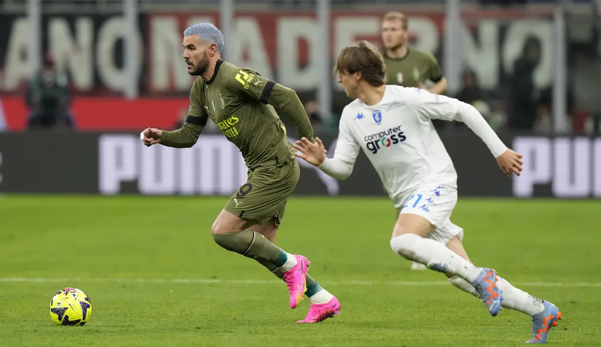 <p>Sepanjang laga, pasukan Stefano Pioli dibuat frustasi karena kesulitan membobol gawang tim tamu di Stadion San Siro. (AP Photo/Luca Bruno)</p>