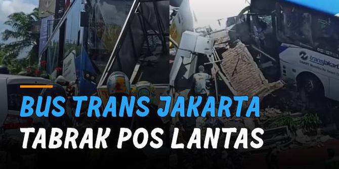 VIDEO: Viral Kecelakaan Bus Trans jakarta Tabrak Pos Lantas di Jakarta