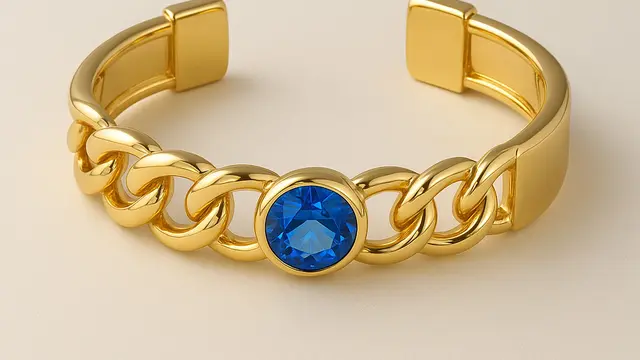 Model Gelang Emas Rantai dengan Batu Permata