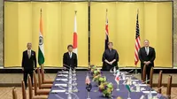 Pertemuan Quad Indo-Pasifik di Tokyo yang dihadiri oleh Menlu AS, Jepang, India dan Australia. (Foto: Kiyoshi Ota / Pool via AP)