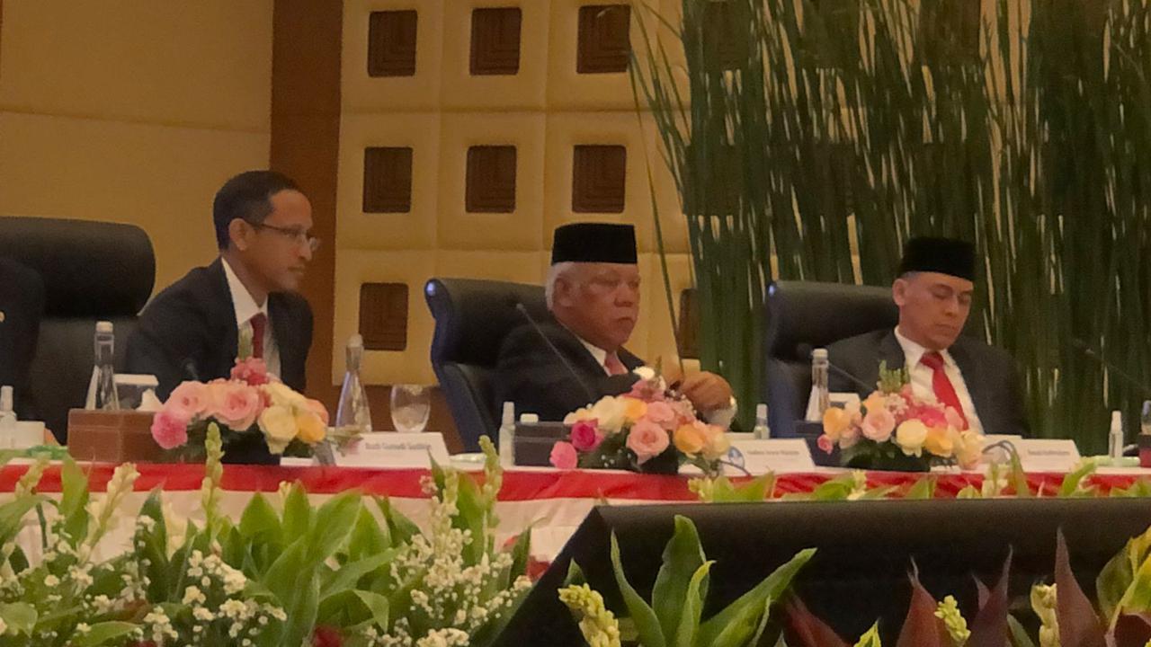 Menteri PUPR Basuki Hadimoeljono dalam konferensi pers RAPBN dan Nota Keuangan 2024, di kantor Direktorat Jenderal Pajak, Jakarta, Rabu (16/8/2023). (Tira/Liputan6.com)