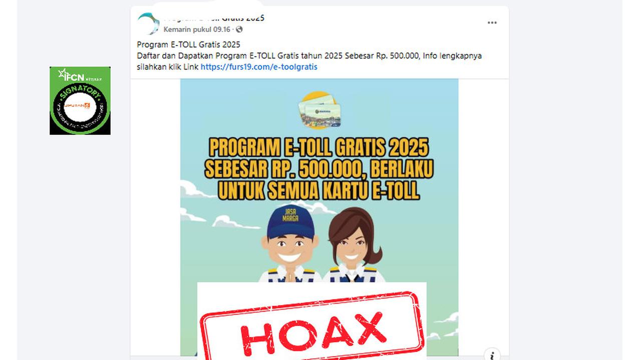 Tangkapan layar salah satu hoaks seputar E-Toll