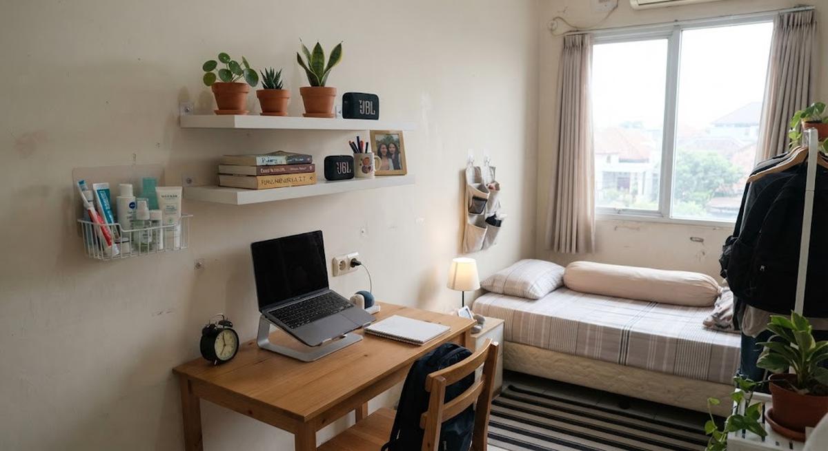9 Ide Rak Tanpa Bor untuk Kamar Kos dan Apartemen, Praktis Tanpa Merusak Dinding