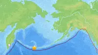Gempa di kepulauan Alaska. (US Geological Survey)
