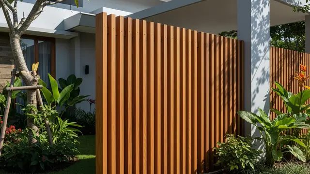 Desain Vertikal Rapat Minimalis dengan Kayu Jati