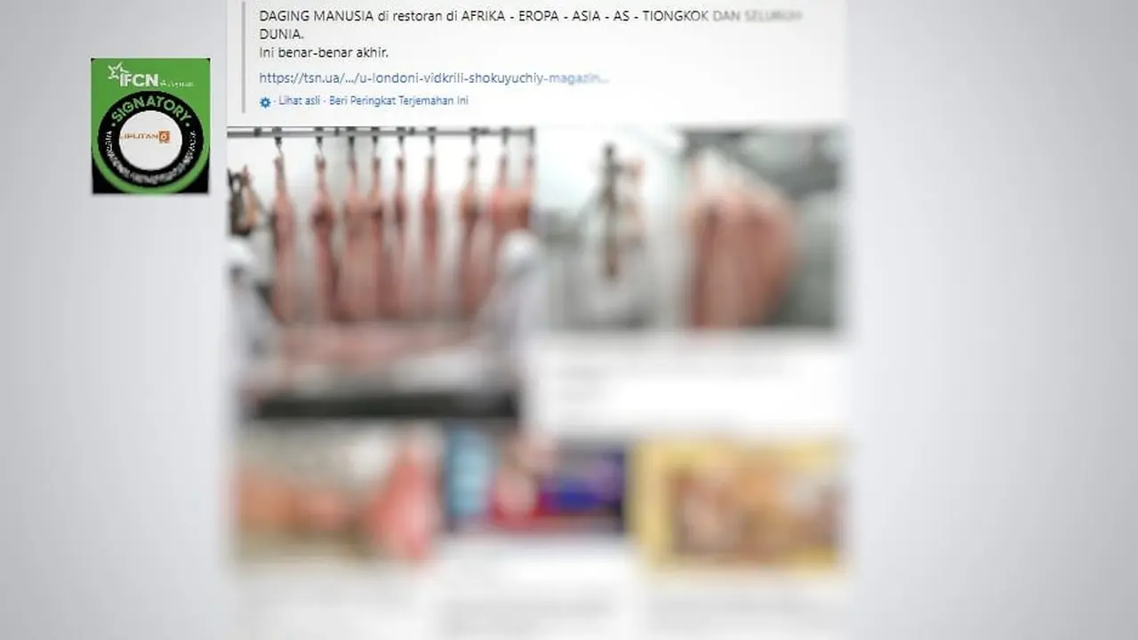 Tangkapan layar klaim foto daging manusia di restoran Afrika, Eropa, AS, Tiongkok dan seluruh dunia
