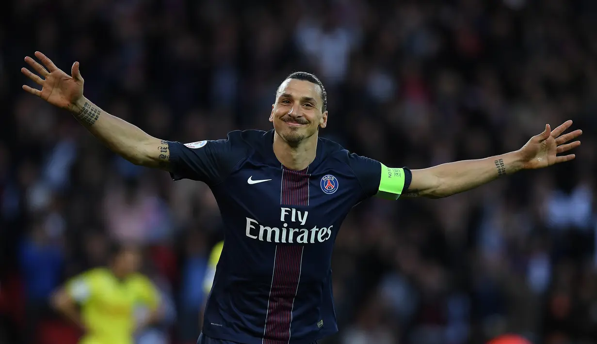 Zlatan memberikan dua Piala Prancis dan empat kali juara Ligue 1. Pada tahun 2016, Zlatan bergabung dengan Man United dengan status bebas transfer dan berhasil mencetak 17 gol di Premier League. (AFP/Ian Kington)