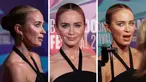 Foto kolase Emily Blunt saat menghadiri pemutaran perdana film 'The English' selama Festival Film London 2022 di London, Sabtu, 15 Oktober 2022. (Photo by Vianney Le Caer/Invision/AP)