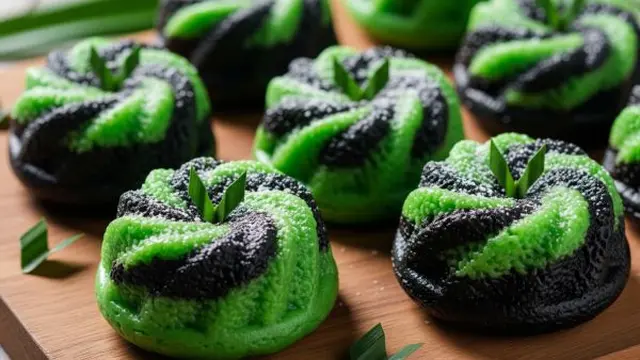 Bolu Kukus Tape Ketan Hijau dan Hitam